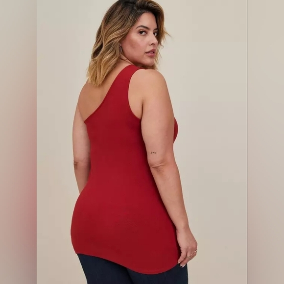Torrid Foxy One Shoulder Cut Out Tank 3x Red Rust New - Picture 4 of 11